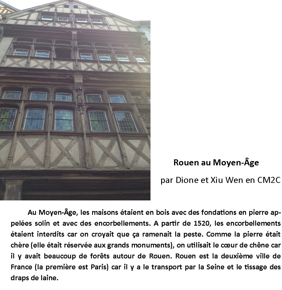 Rouen au Moyen Age par Dione et Xiu Wen en CM2C