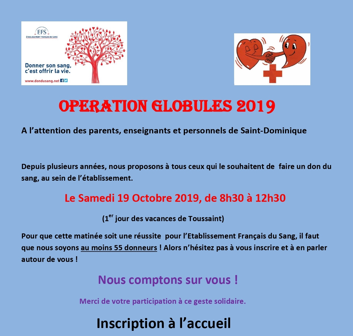 Opération globules 2019 !!!